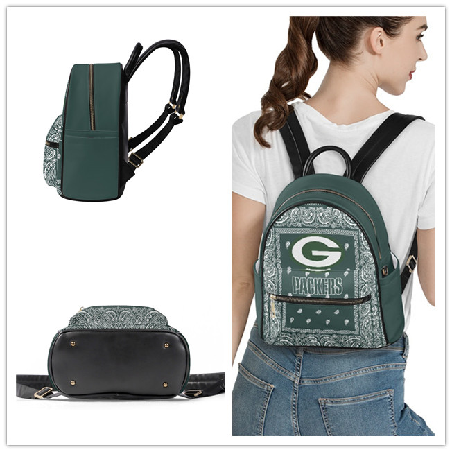 Green Bay Packers PU Leather Casual Backpack 001
